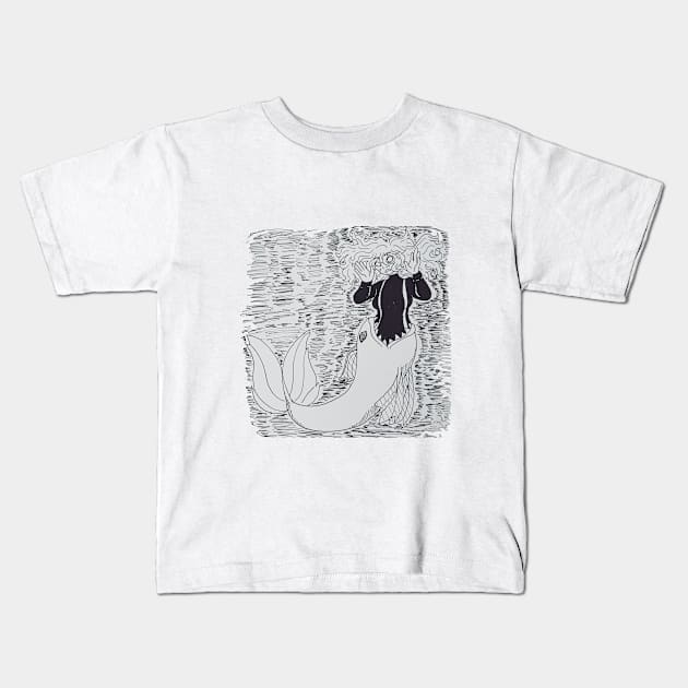 Creepy mermaid Kids T-Shirt by Ashe Cloud